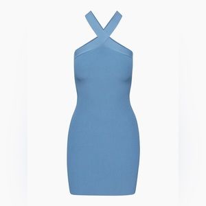 Blue Aritzia Babaton Sculpt Knit Criss Cross Dress
